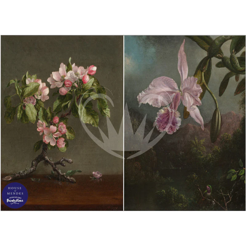 Carta da Découpage "Apple Blossom & Orchid" in Carta di Riso Posh chalk 30x42cm