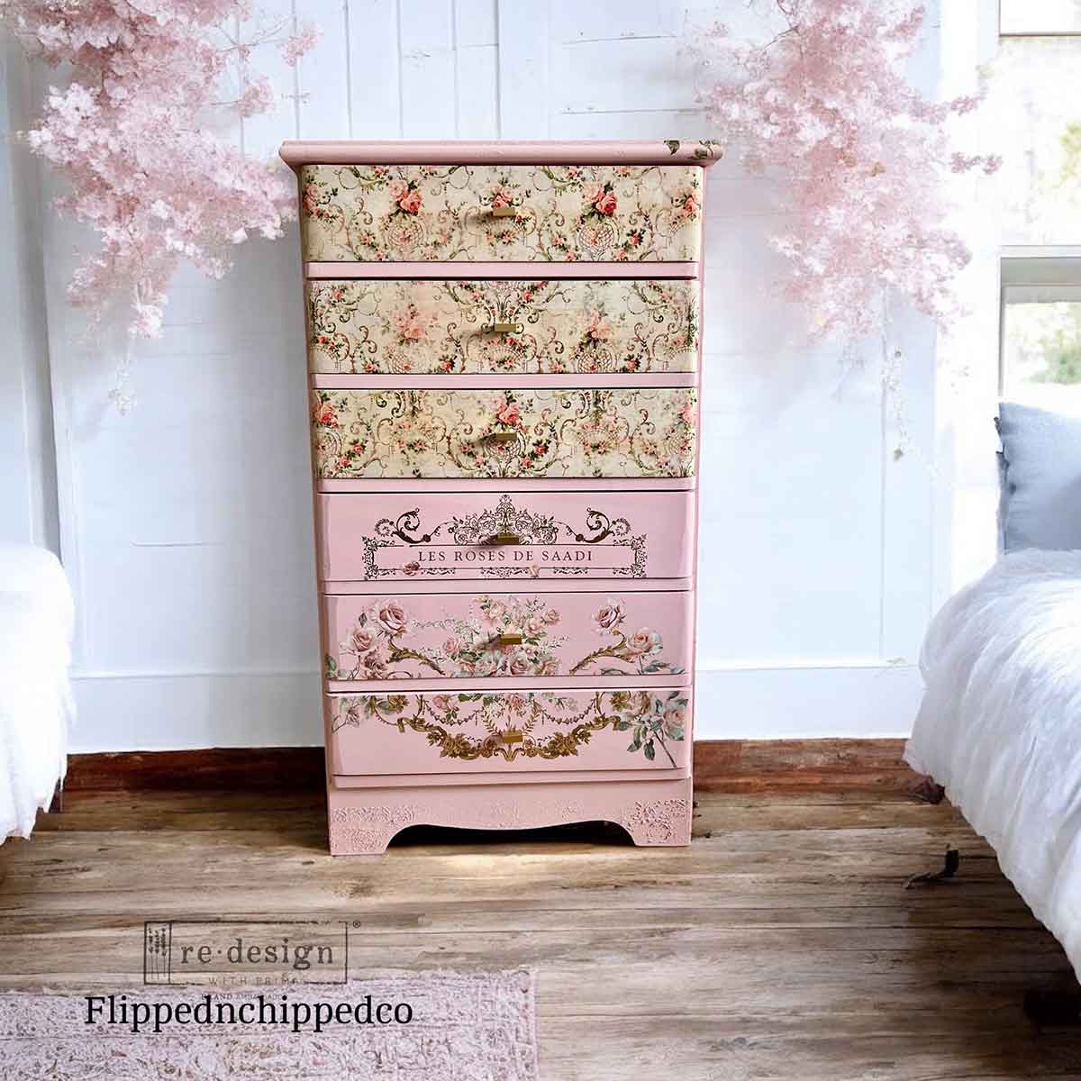 Carta da Découpage Double "Blushing Bloom" in Tessuto 2 fogli Formato 49.5 cm × 76.2 cm e 29.7 cm × 41.9 cm - Image 5