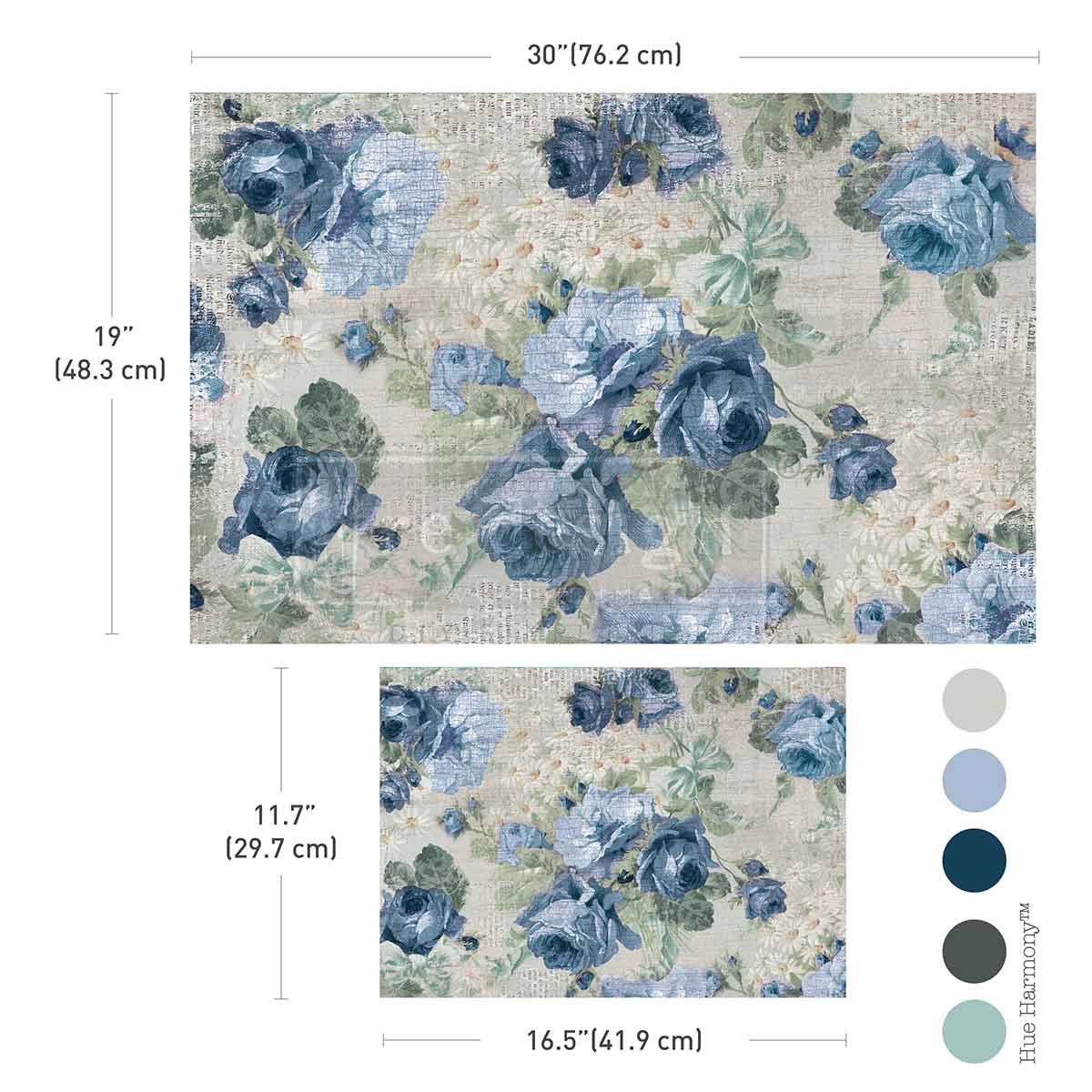 Carta da Découpage Double "Meadow Melodies" in Tessuto 2 fogli Formato 48.3 cm × 76.2 cm e 29.7 cm × 41.9 cm