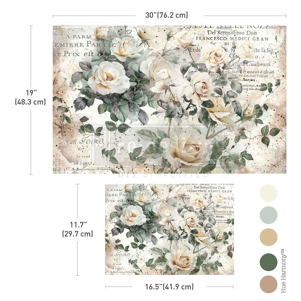 Carta da Découpage Double "My Garden Whimsy" in Tessuto 2 fogli Formato 49.5 cm × 76.2 cm e 29.7 cm × 41.9 cm