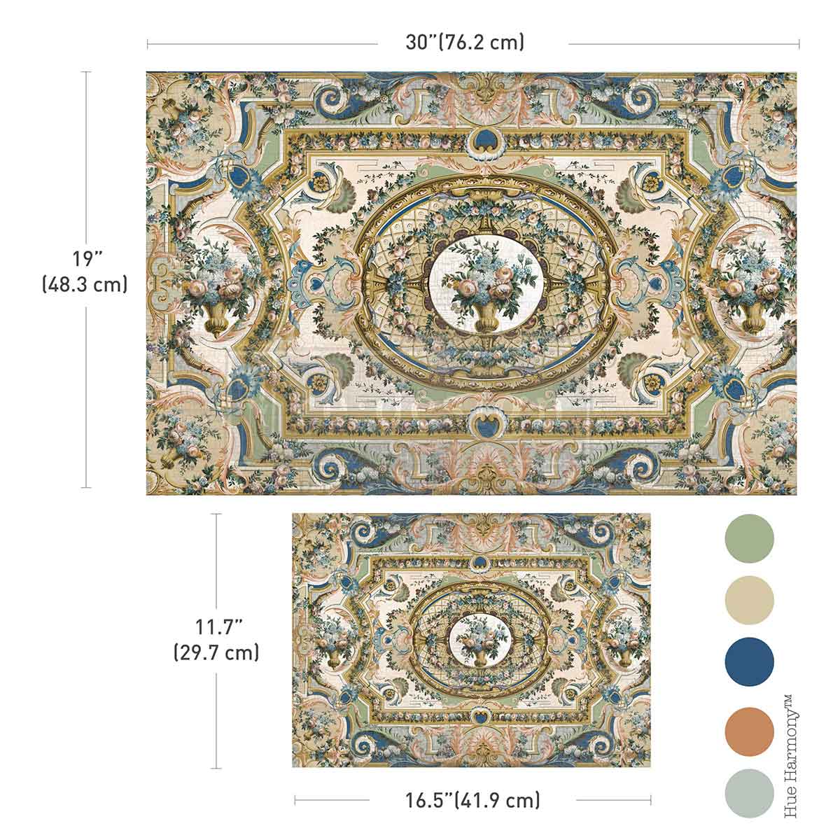 Carta da Découpage Double "Serenade In Blue" in Tessuto 2 fogli Formato 48.3 cm × 76.2 cm e 29.7 cm × 41.9 cm