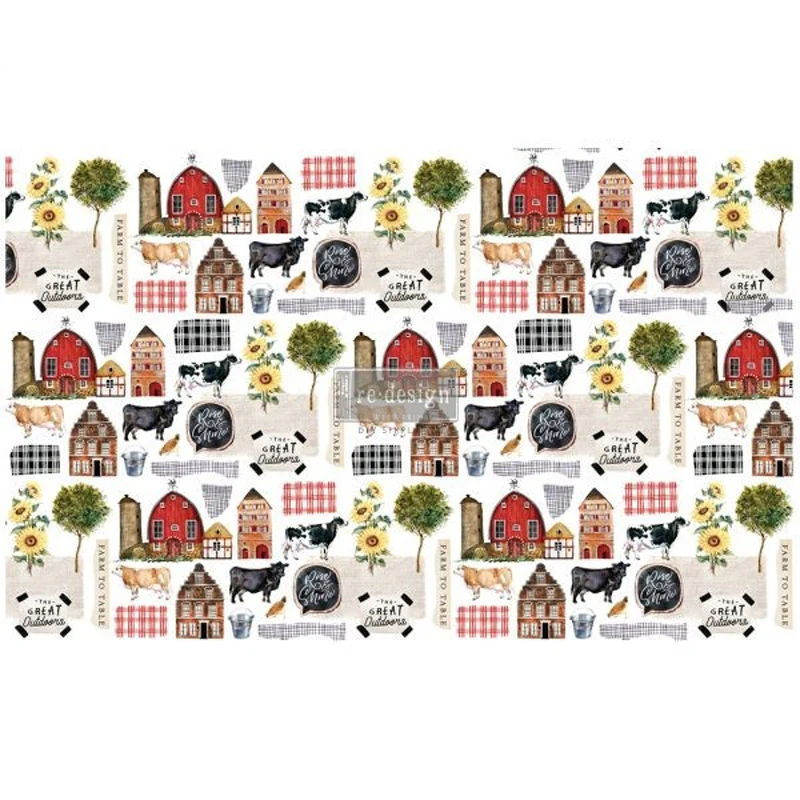 Carta da Découpage "FARM TO TABLE" in Tessuto 48x76cm