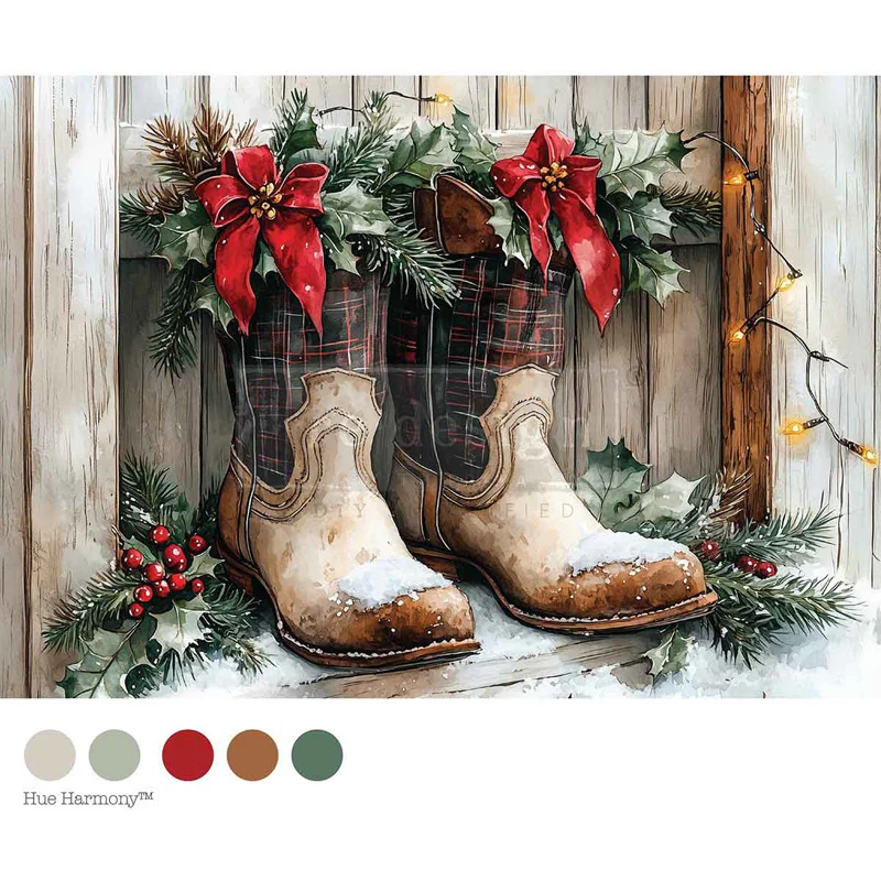 Carta da Découpage Fiber " Farmhouse Noel" A4 - 21x29,7cm