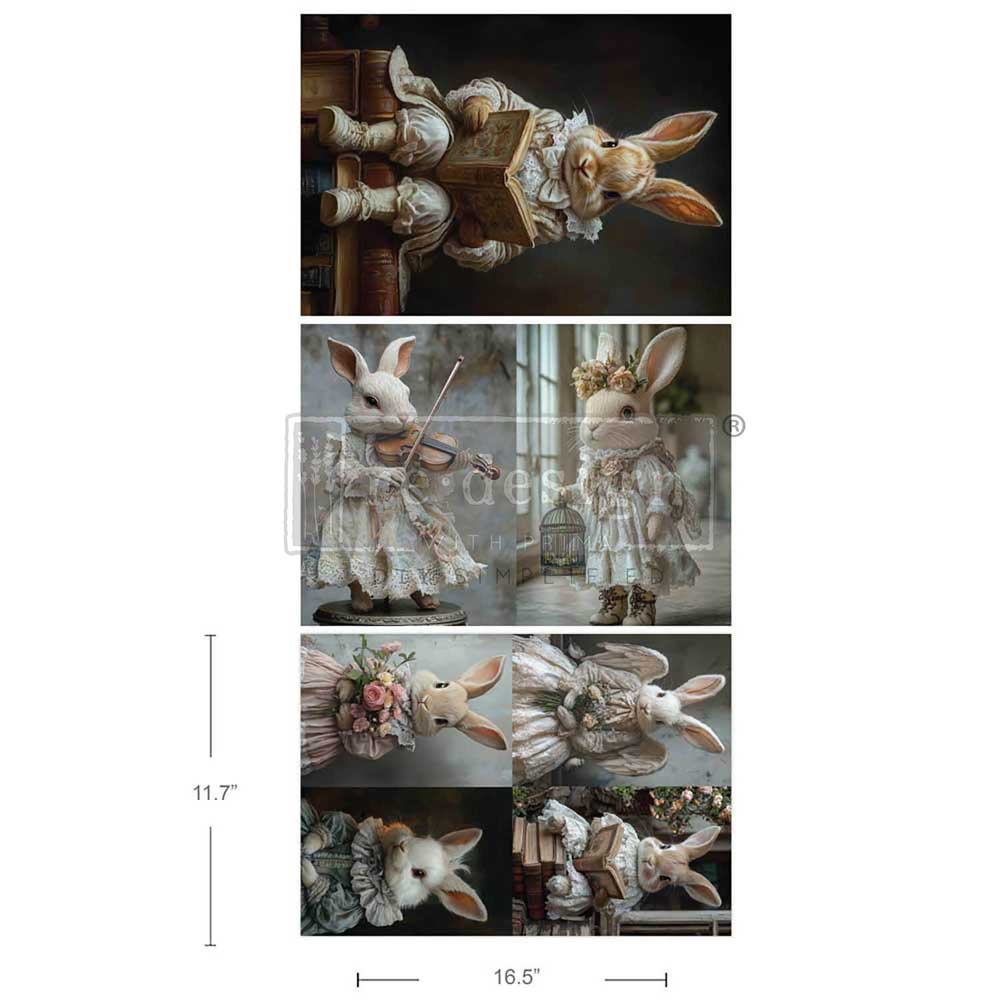 Carta da Découpage Fiber Pack - Bunny Meadows Charm 3 fogli A3