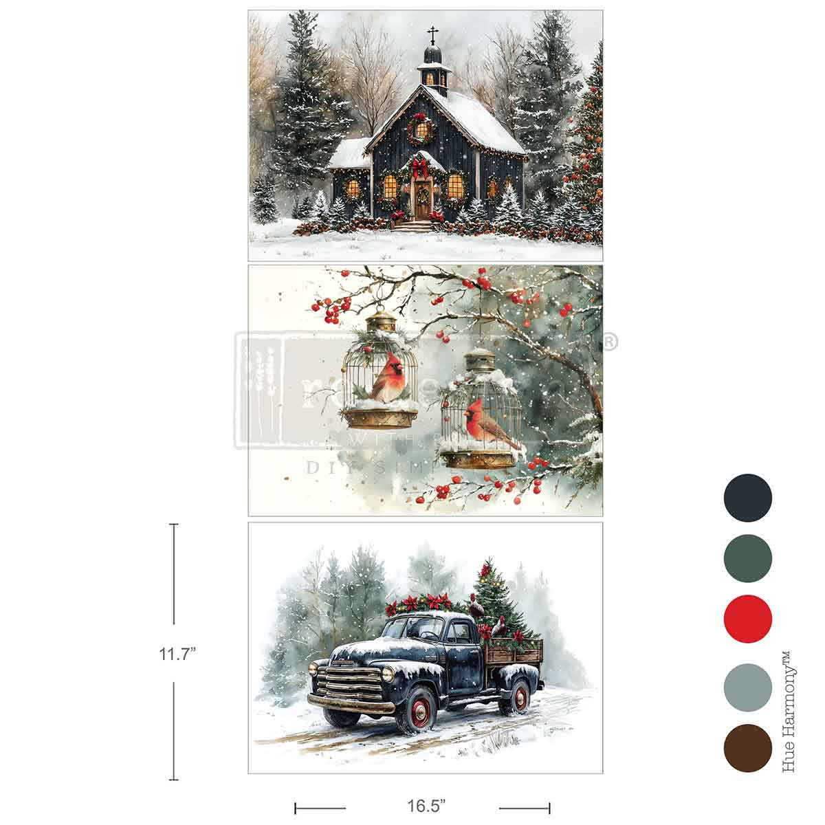 Carta da Découpage Fiber Pack "Christmas Blessings" - 3 fogli A3