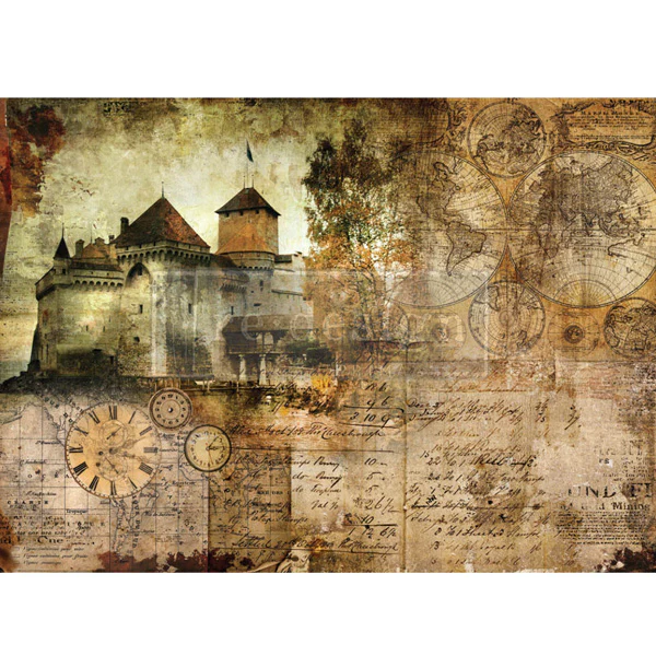 Carta da Découpage "Hilltop Castle" in Carta di Riso 59x84 cm