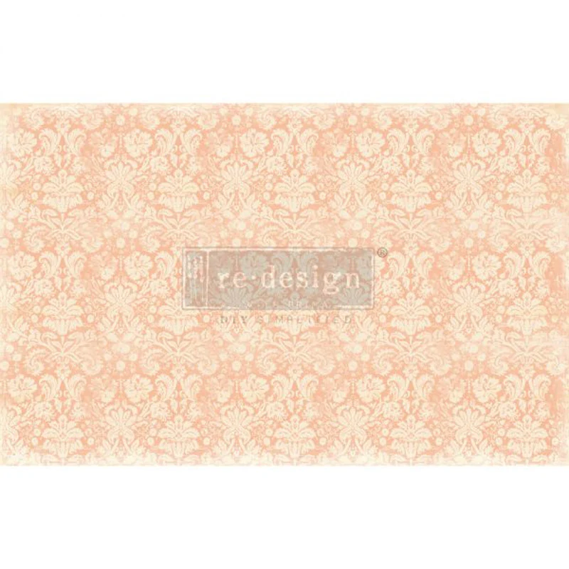 Carta da Découpage "PEACH DAMASK" in Tessuto 48x76cm