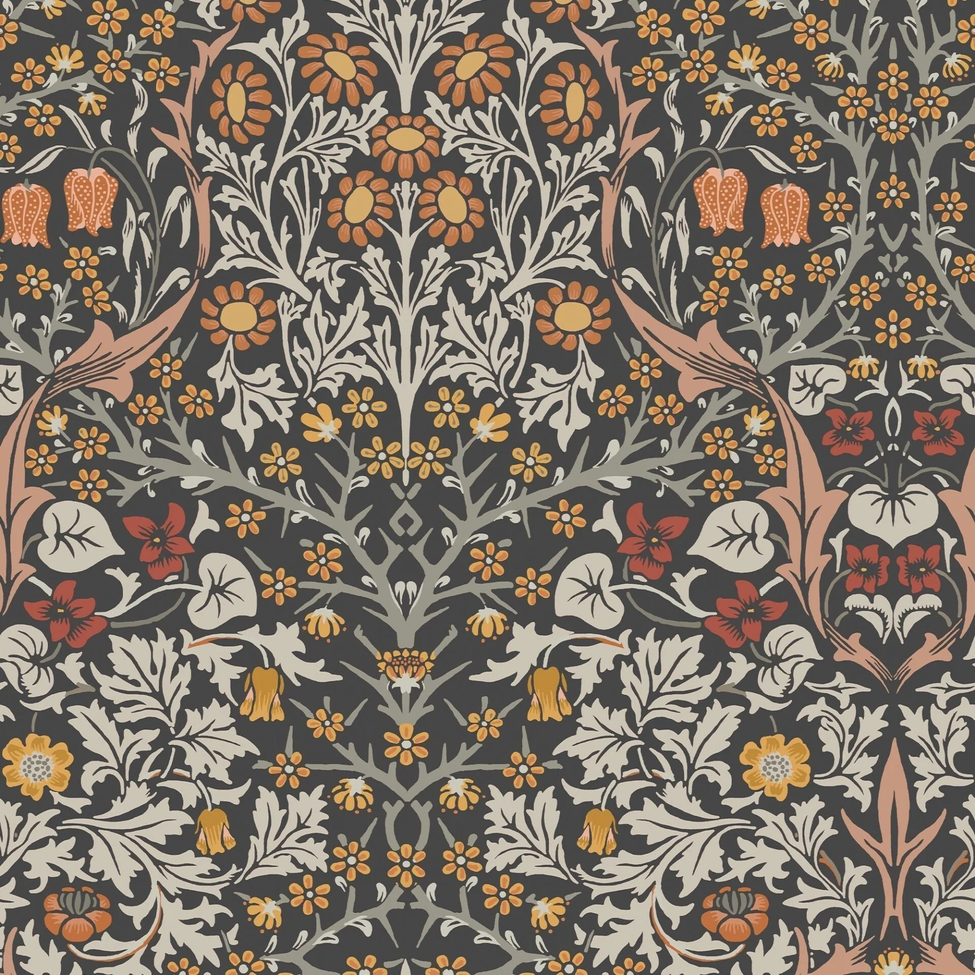 Carta da Parati "Blackthorn Charcoal & Burnt Orange" Morris at home