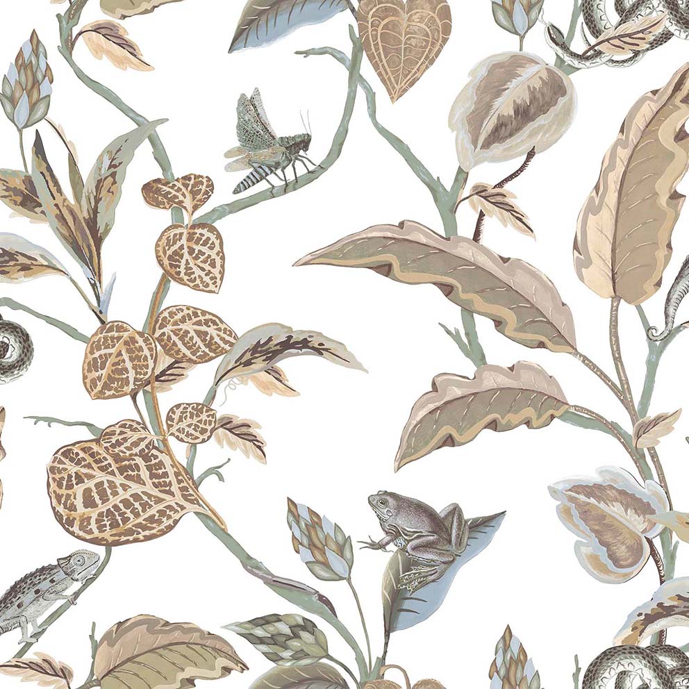 Carta da parati "BOTANY HOUSE BOTANICA VERDE E MARRONE", a metraggio o rotolo