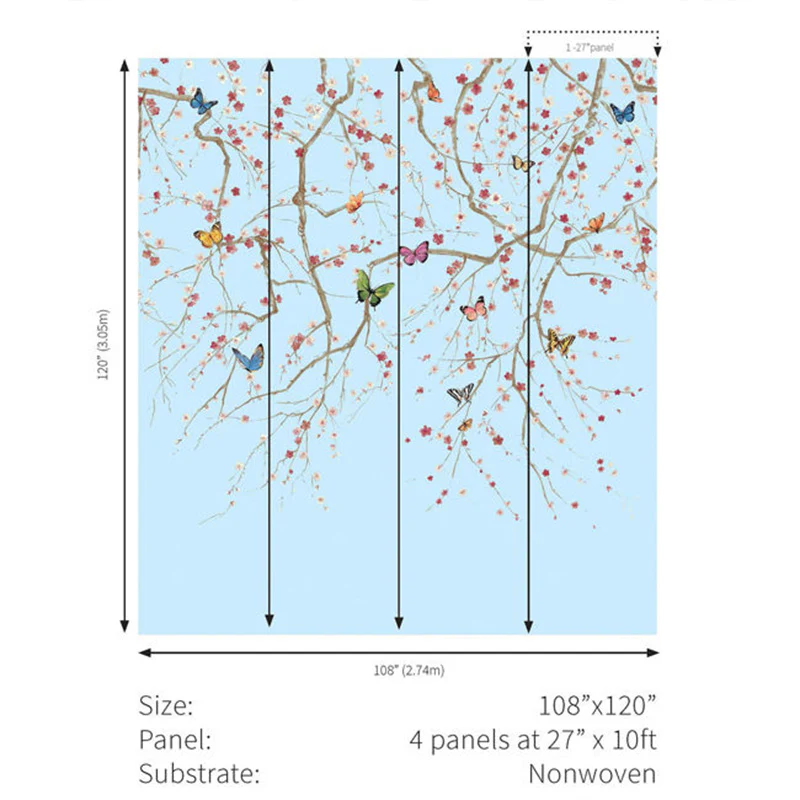 Carta da parati - "Butterfly Delight - Sky Blue" | WALLQUEST - DAISY BENNETT - Image 2