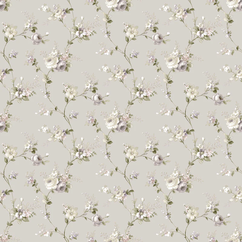 Carta da parati "Chaîne de Fleurs Gris" a metraggio o rotolo
