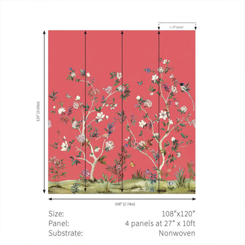 Carta da parati - "Chinoiserie Magnolia Mural - Cherry" | WALLQUEST - DAISY BENNETT - Image 3