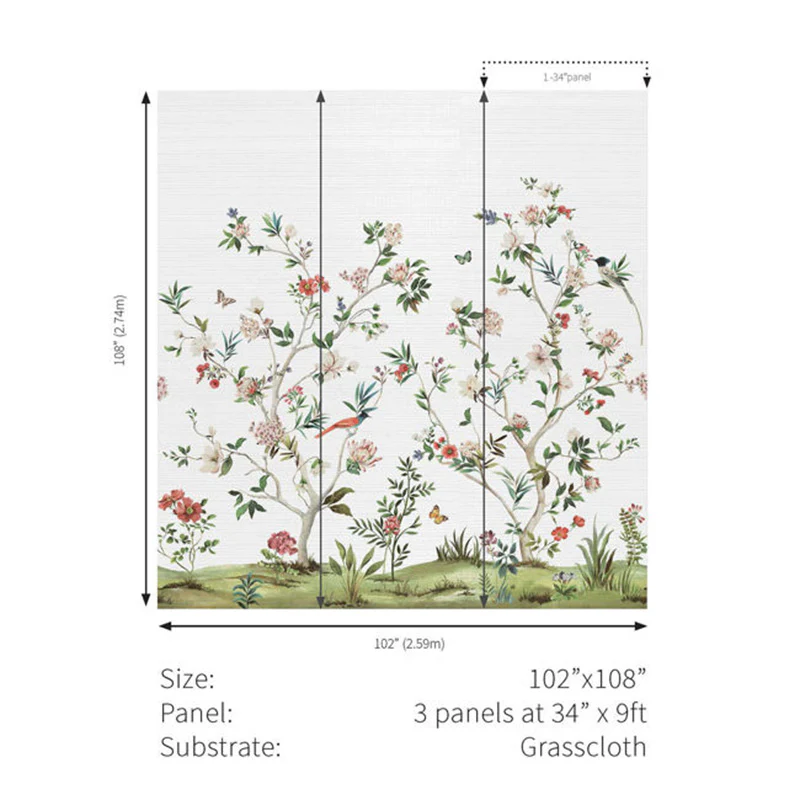 Carta da parati - "Chinoiserie Magnolia Mural - Silver" | WALLQUEST - DAISY BENNETT - Image 2
