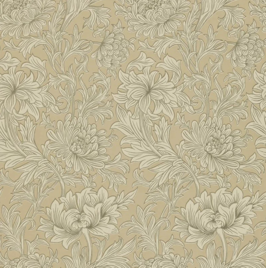 Carta da parati “Chrysanthemum Toile” beige, catalogo Morris & Friends a metraggio o rotolo