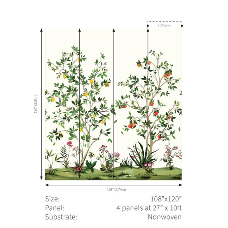 Carta da parati - "Citrus Grove Mural - Porcelain" | WALLQUEST - DAISY BENNETT - Image 2