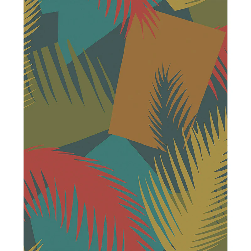 Carta da Parati “DECO PALM Ginger, Rouge, Olive on Midnight” | COLE & SON