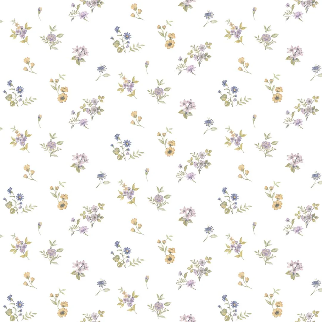 Carta da parati "Fiori sparsi blu" a metraggio o rotolo