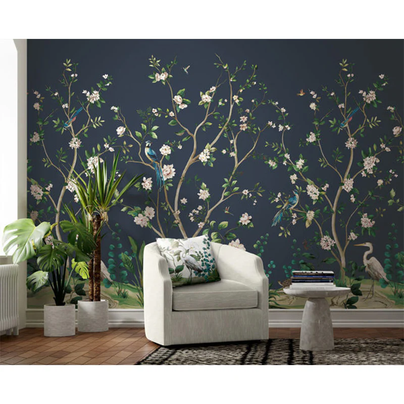 Carta da parati - "Heron Botanical Mural - Admiral Blue" | WALLQUEST - DAISY BENNETT - Image 2