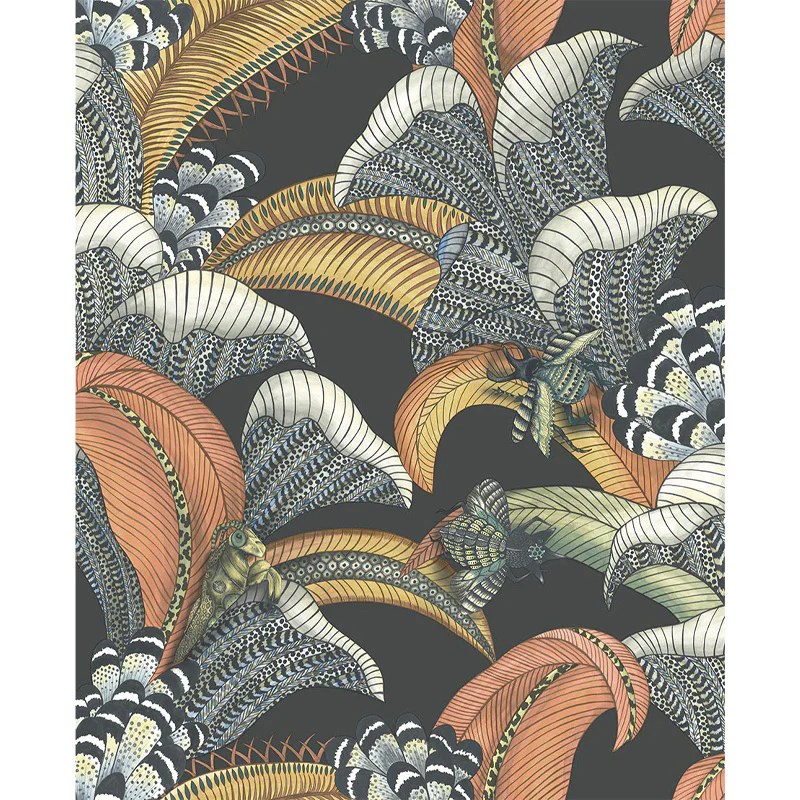 Carta da Parati "HOOPOE LEAVES GRIGIO SCURO" Jabula-Ardmore | COLE & SON