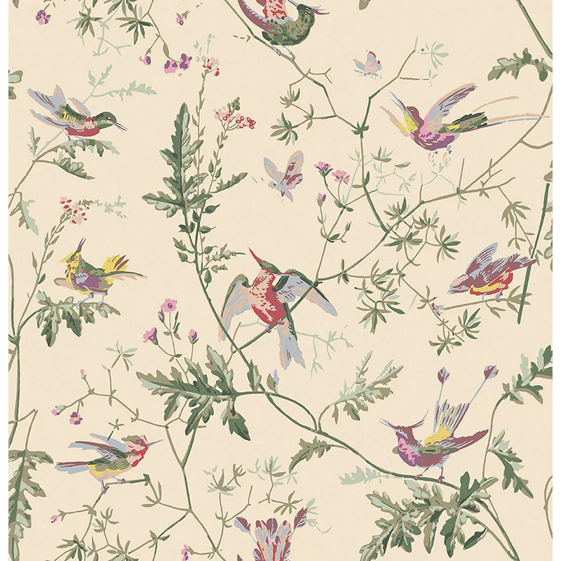 Carta da Parati "Hummingbirds Classic Multi & Old Olive on Cream" Selection of Hummingbirds | COLE & SON