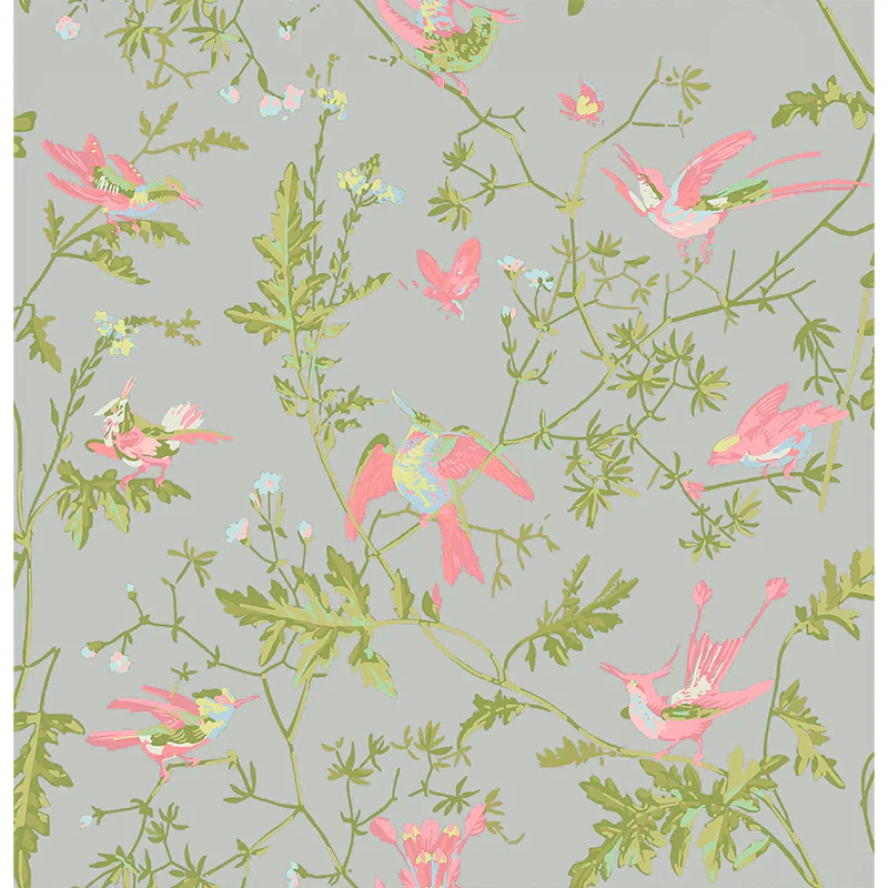 Carta da Parati "Hummingbirds Rose & Olive on Grey" Selection of Hummingbirds | COLE & SON