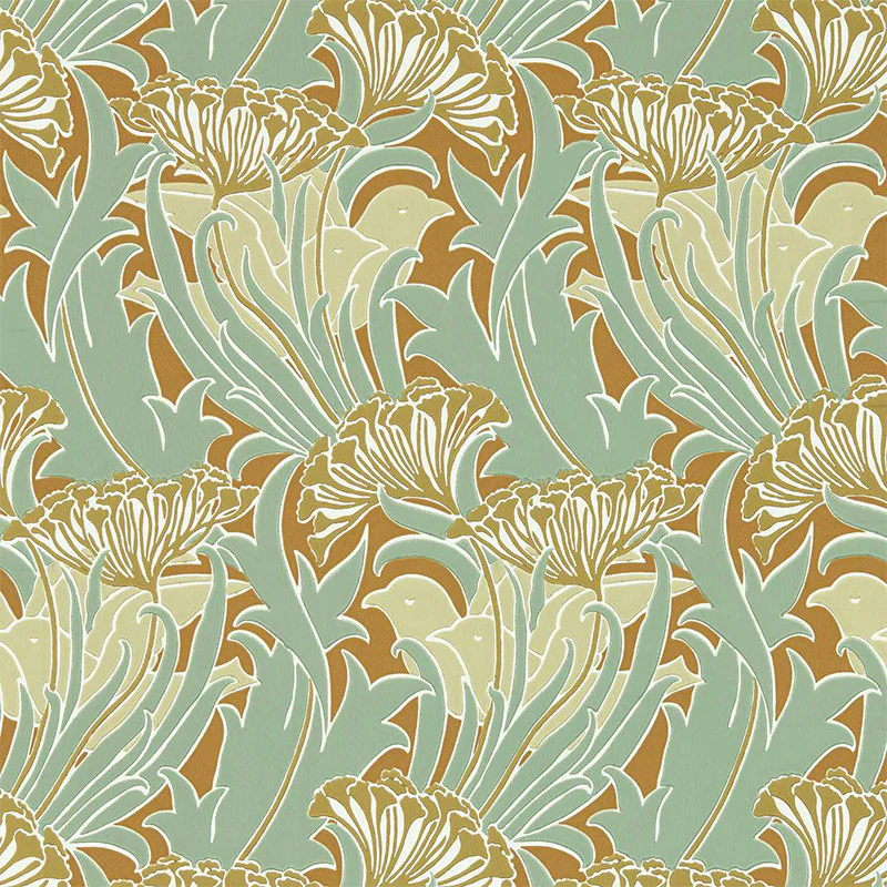 Carta da Parati "LACEFLOWER TOBACCO/PISTACHIO" Morris & Co. - Sanderson