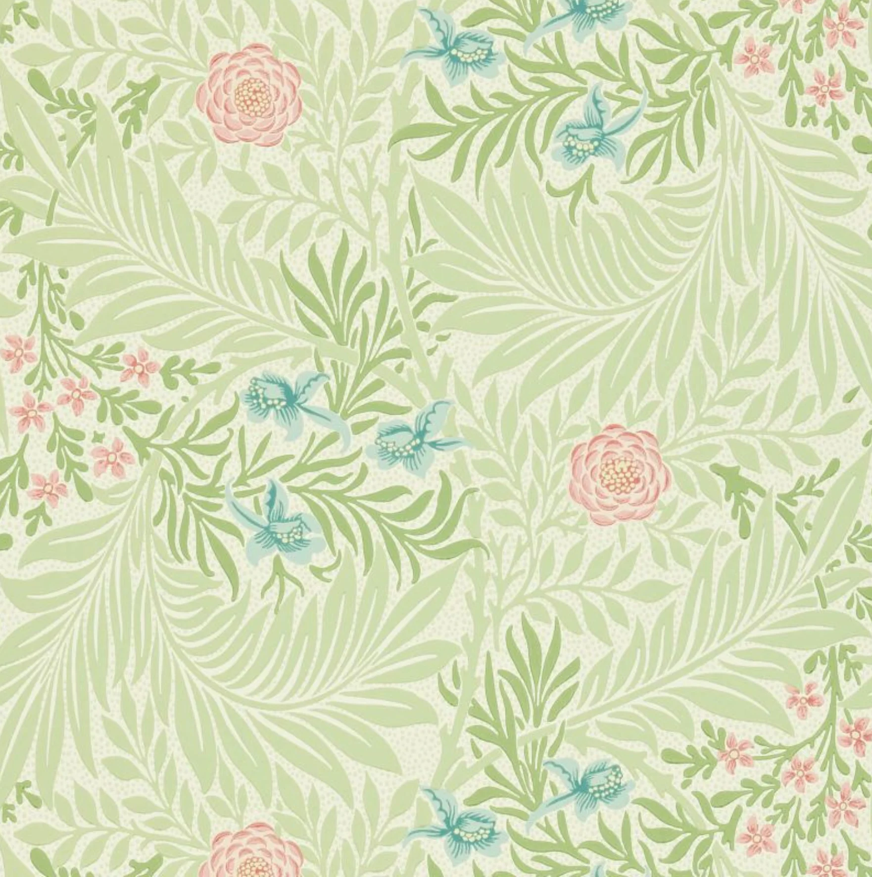 Carta da parati “Larkspur” verde, catalogo Morris & Friends a metraggio o rotolo