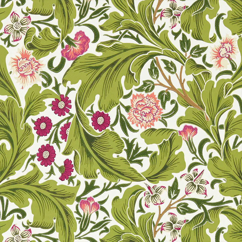 Carta da Parati "LEICESTER SOUR GREEN/PLUM" Morris & Co. - Sanderson