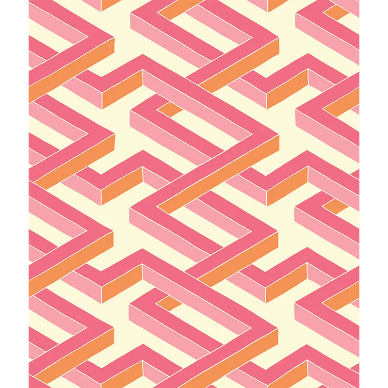Carta da Parati “LUXOR Fuchsia & Orange on White” | COLE & SON