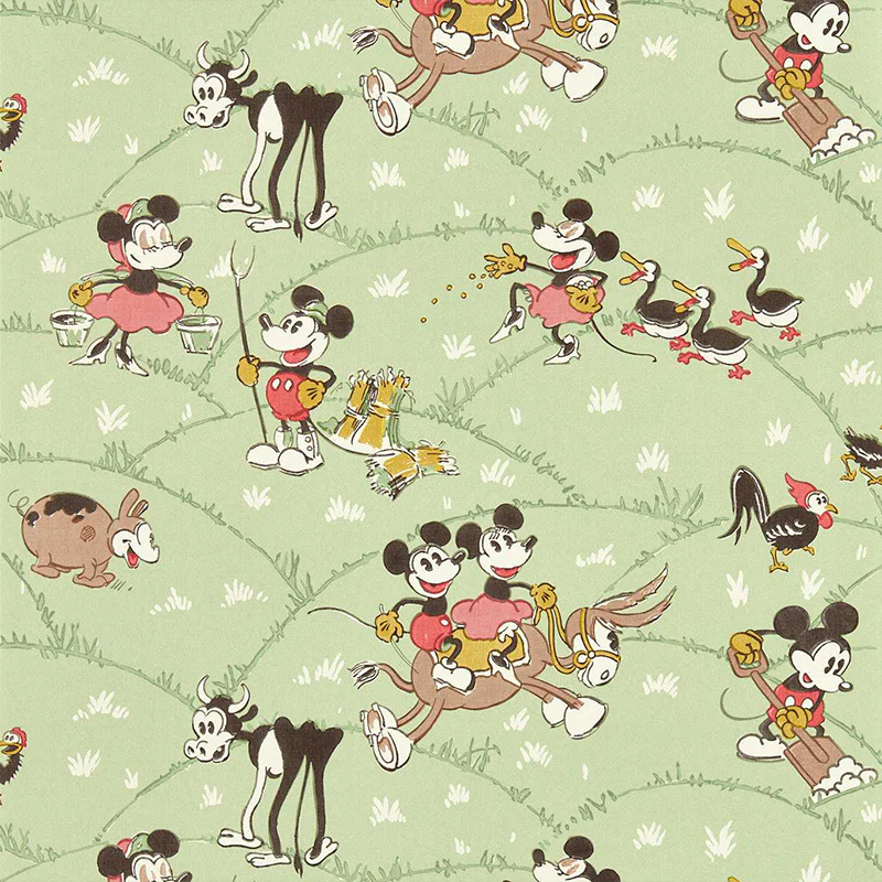 CARTA DA PARATI "MICKEY AT THE FARM MACARON GREEN" - Disney x HOME - Sanderson