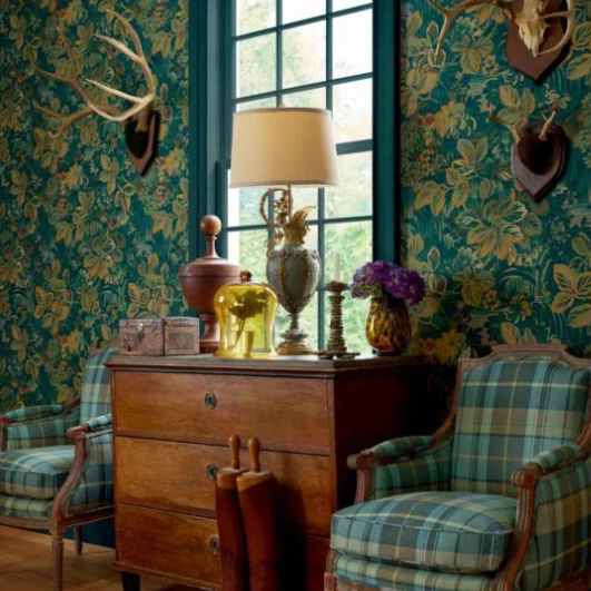 Carta da Parati “Night Garden Verde Chiaro” Boxwood | THIBAUT - Image 2