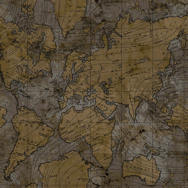 Carta da parati “Planisphere Brown” a metraggio o a rotolo