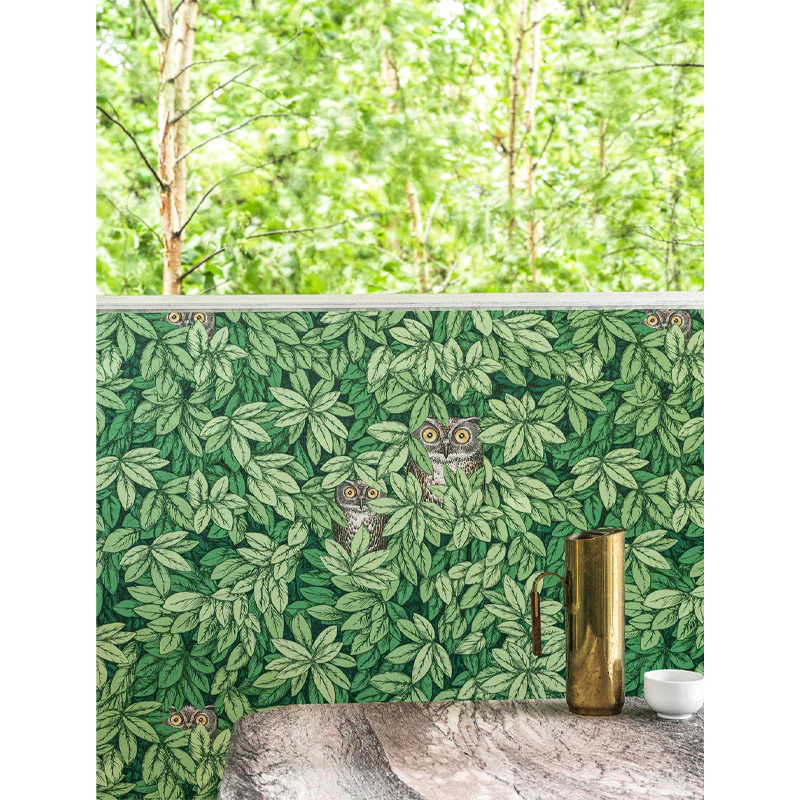 Carta da Parati "FOGLIE E CIVETTE VERDE" Fornasetti | COLE & SON - Image 3