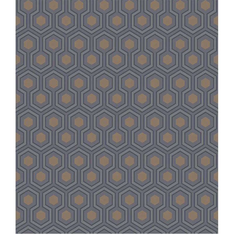 Carta da Parati "HICKS' HEXAGON PETROLIO & ORO" The Contemporary | COLE & SON