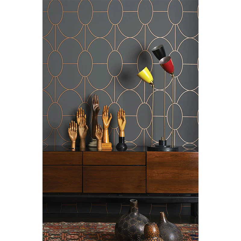Carta da Parati “RIVIERA Metallic Bronze on Charcoal” | COLE & SON - Image 3