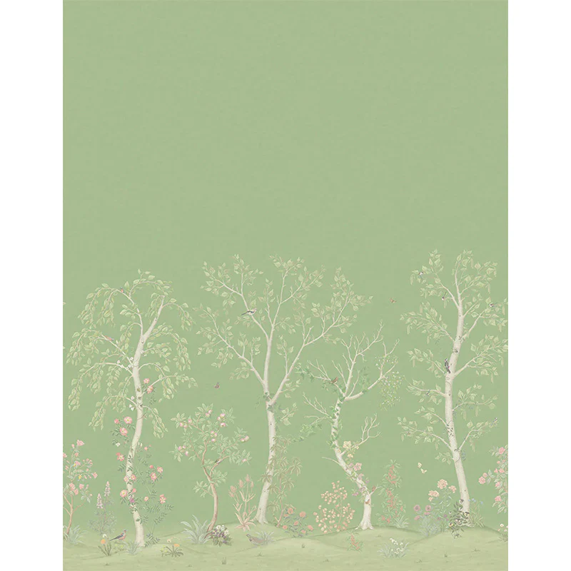 Carta da Parati "SEASONAL WOODS Jade Silk" The Garden | COLE & SON