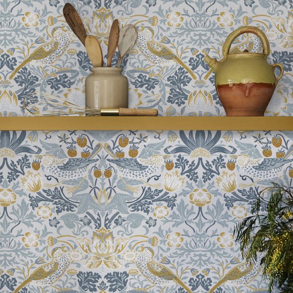 Carta da Parati "Strawberry Thief Soft Blue" Morris at home - Image 2