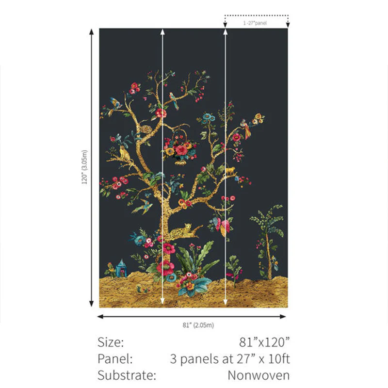 Carta da parati - "Tanzania Tree of Life Mural - Charcoal" | WALLQUEST - DAISY BENNETT - Image 3