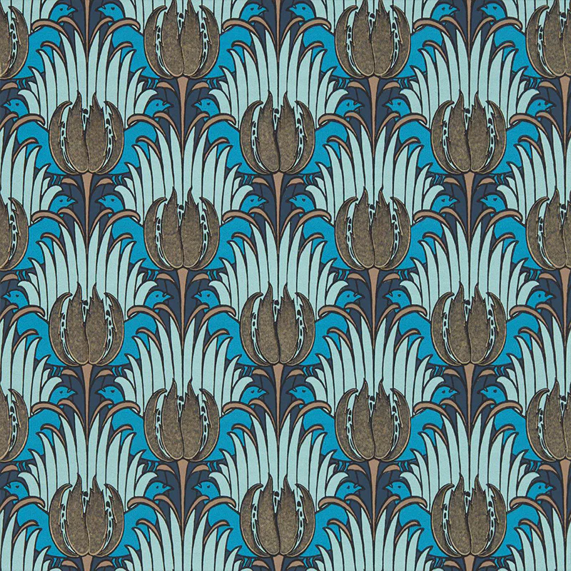 Carta da Parati "TULIP & BIRD OPAL & SEAFOAM" Morris & Co. - Sanderson