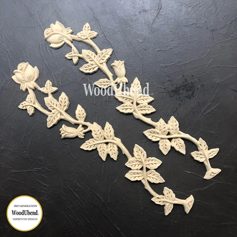 Coppia di Fregi Decorativi “Ramo di Rosa”, WoodUbend