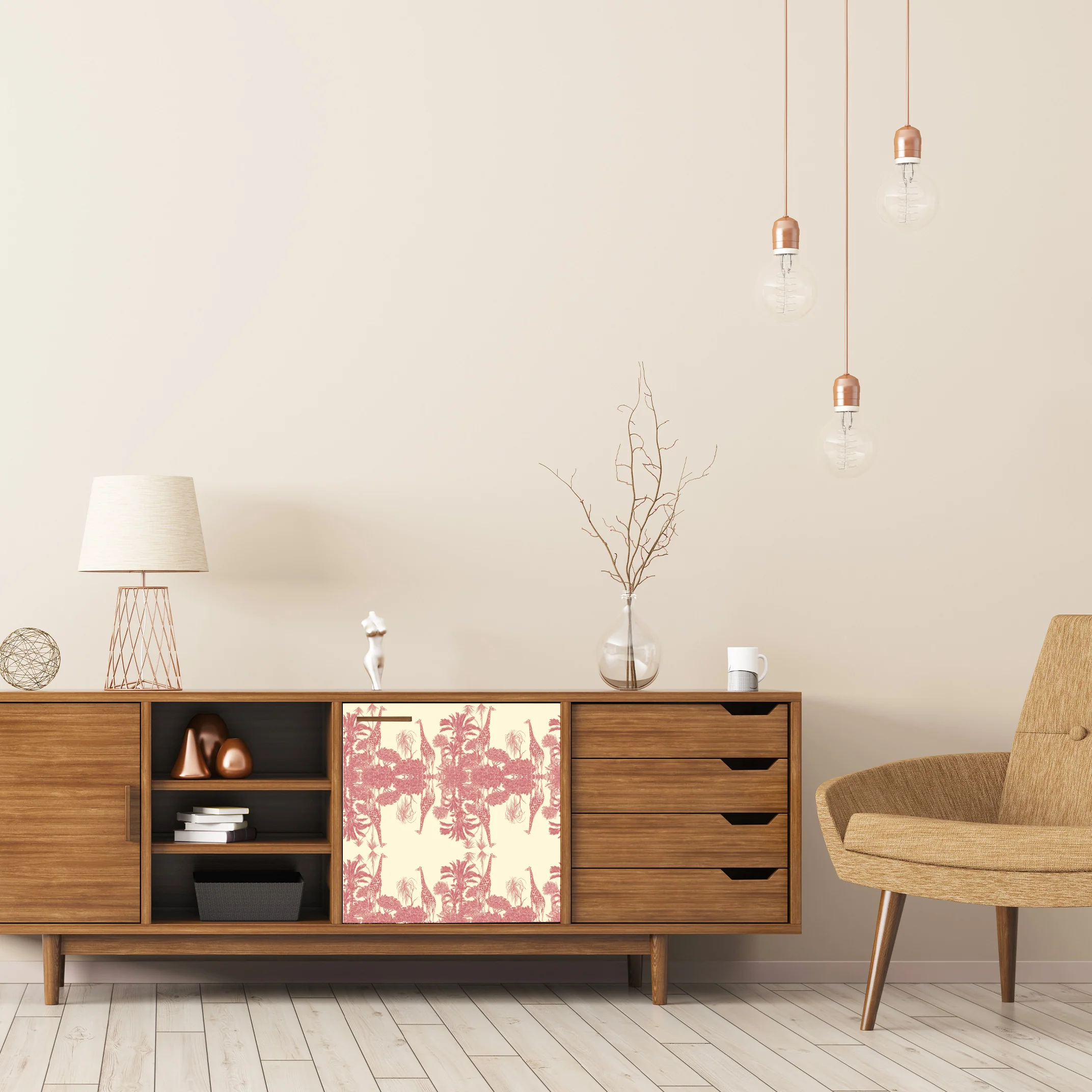 Dècoupage Toile de Jouy - Giraffe rosa - Image 2