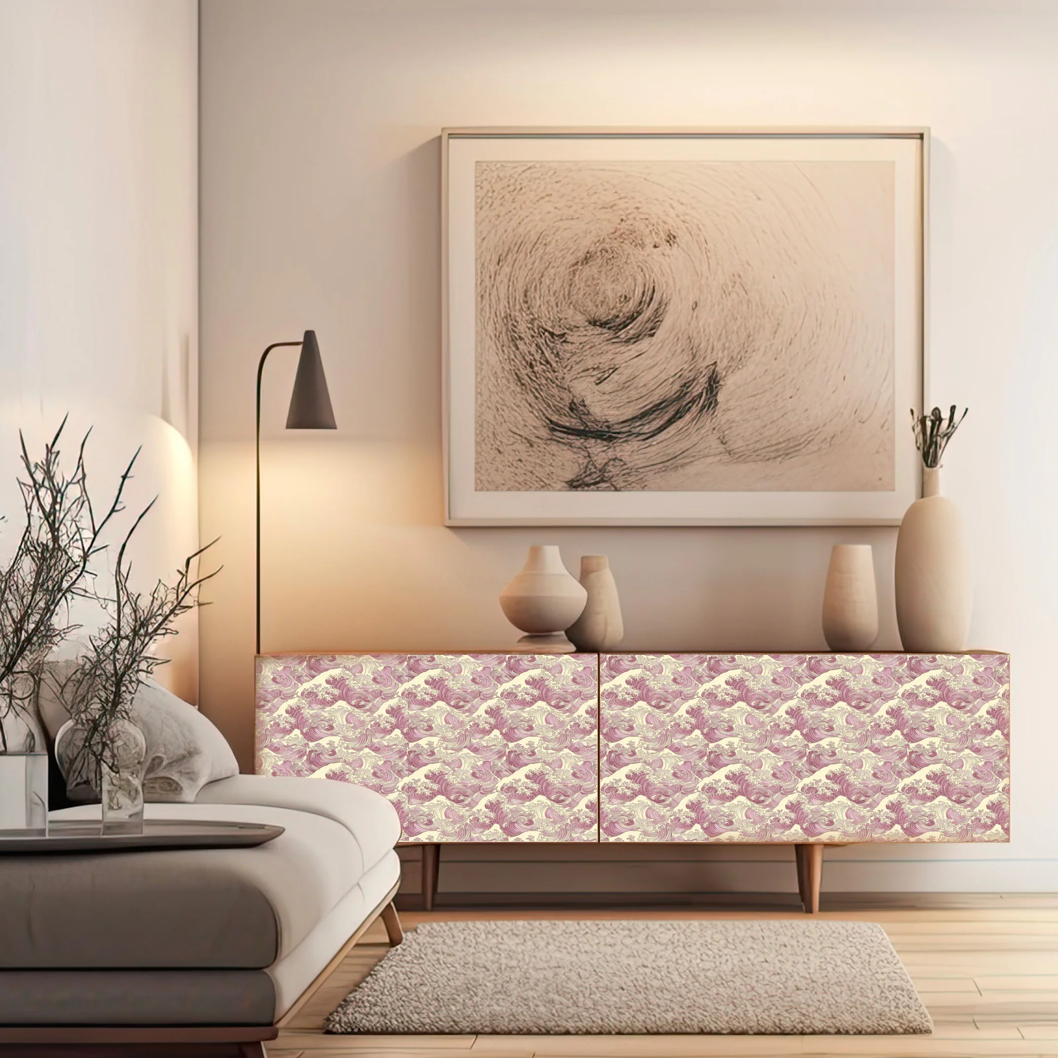 Dècoupage Toile de Jouy - Onde rosa - Image 2