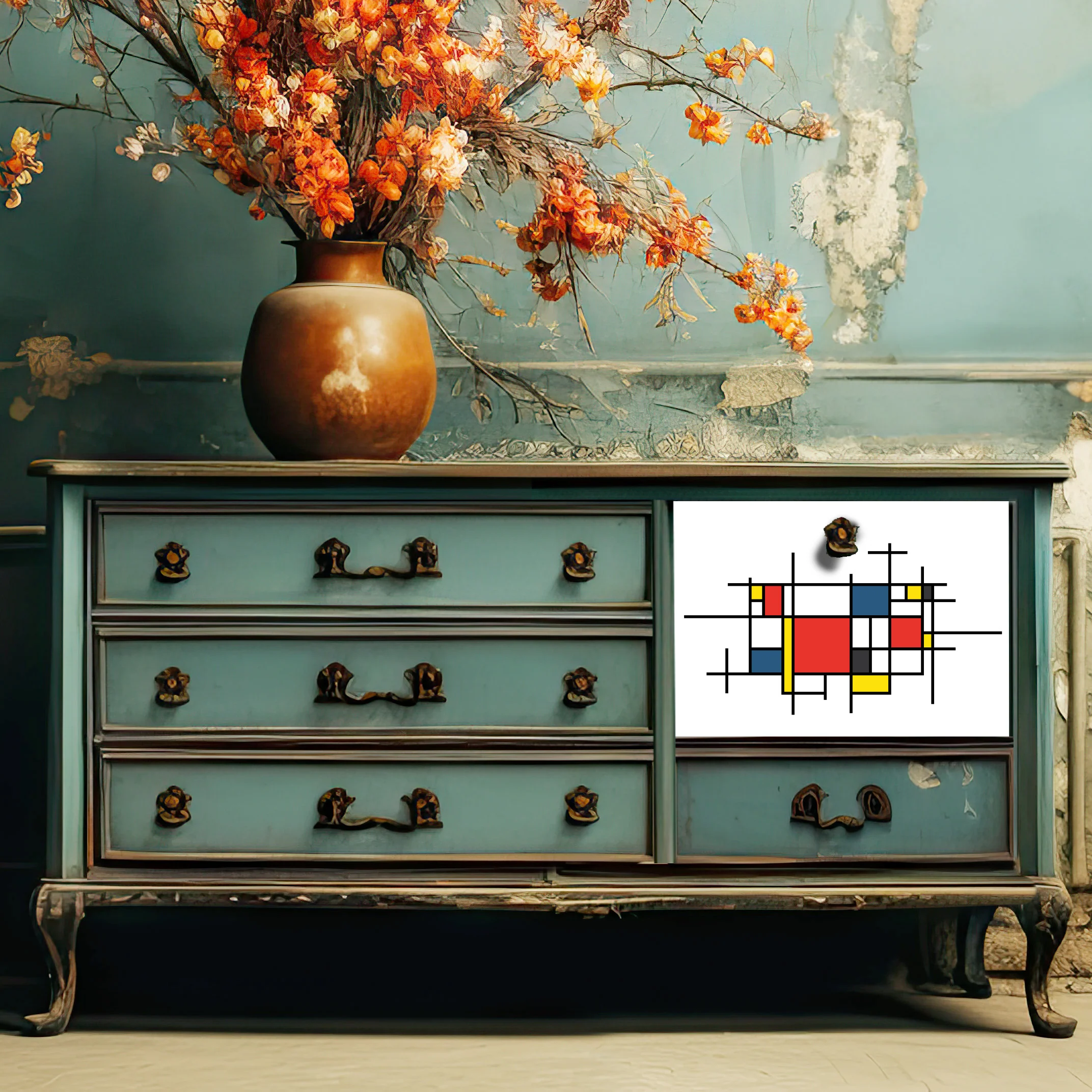Dècoupage Vintage Quadro - Colourful Cubes - Image 2