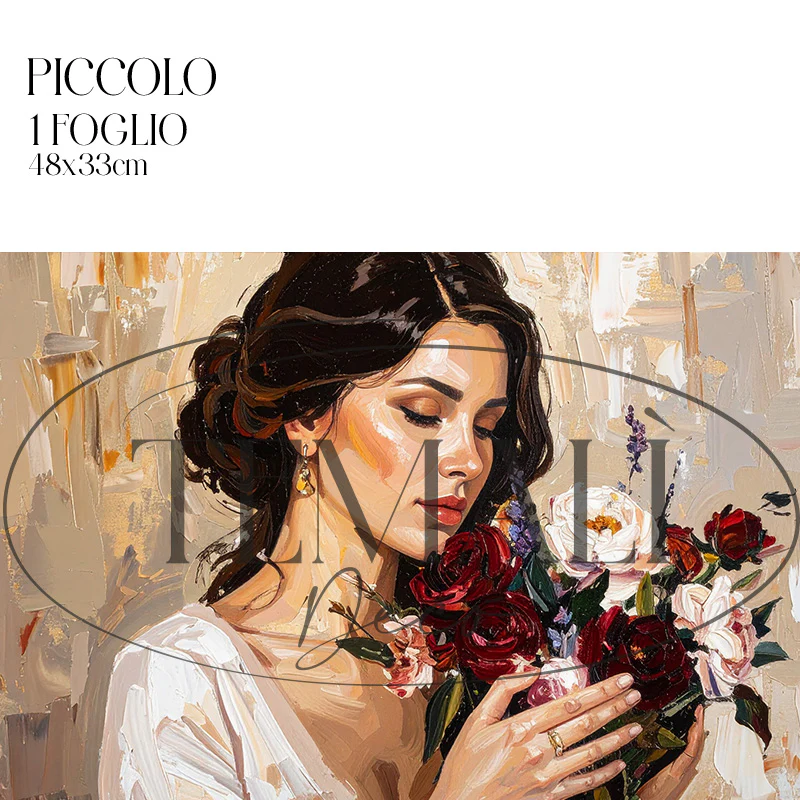 Dècoupage Vintage Quadro – Donna con bouquet di fiori 2 - Image 3