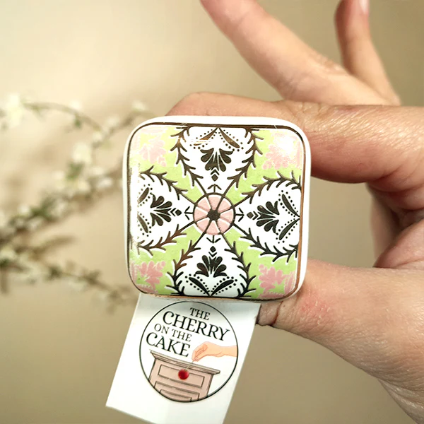 Pomello in ceramica “Fantasia Orientale Verde e Rosa" - Image 3