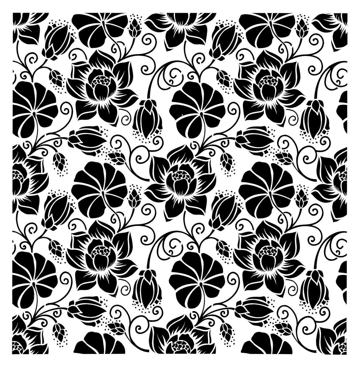 Posh Chalk Stencil Water Lily Flowers 50x50cm - WoodUbend
