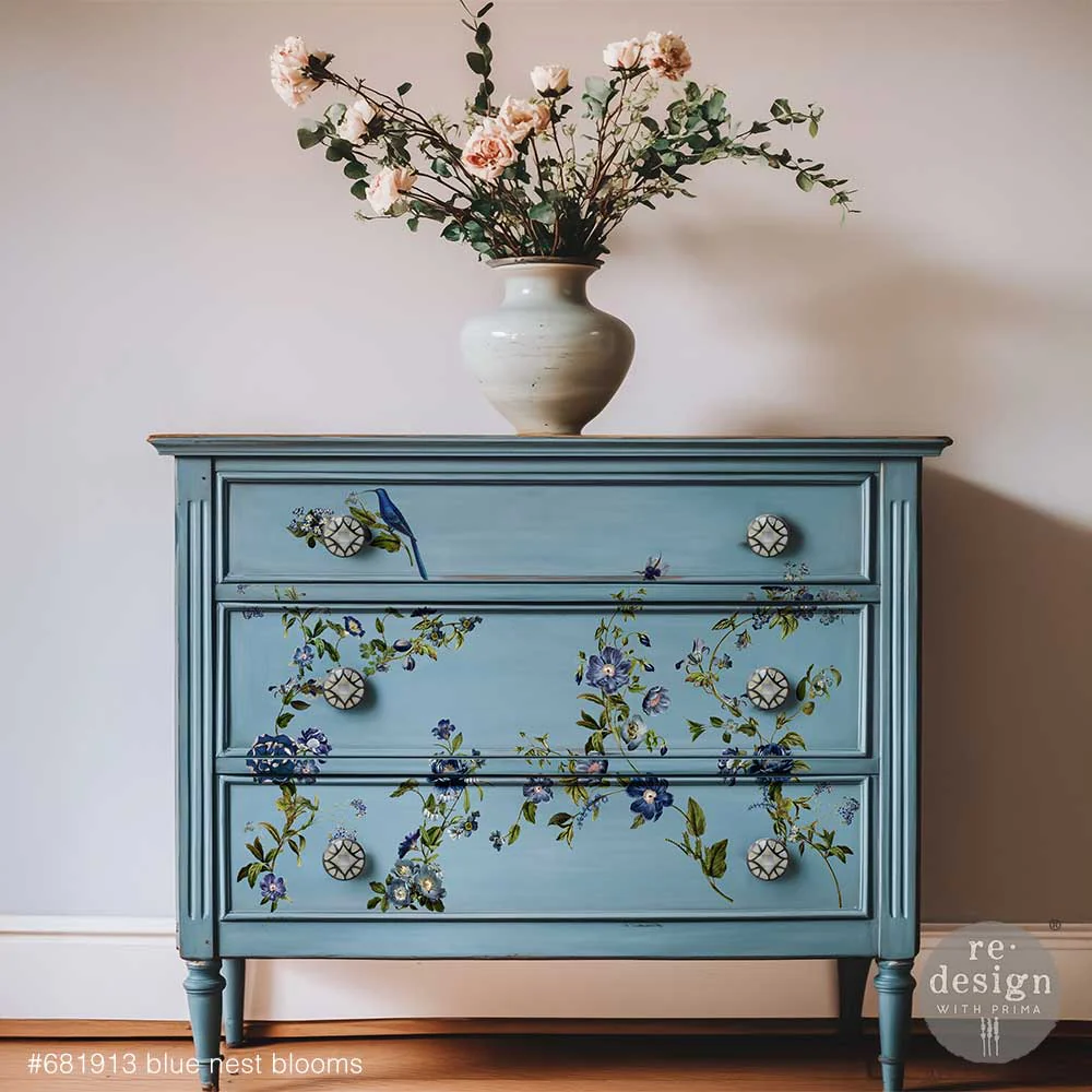 Redesign Decor Transfers – "Blue Nest Blooms" 21,5x28 cm 3 fogli - Image 2
