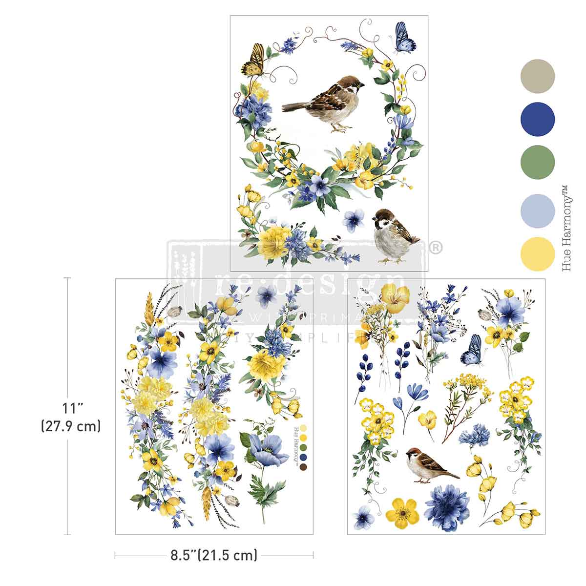 Redesign Decor Transfers – "Sunlit Aviary" 21,5x28 cm 3 fogli