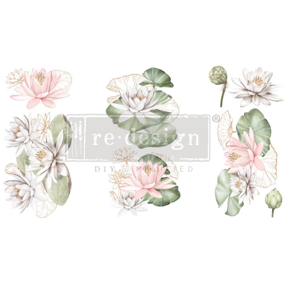 Redesign Decor Transfers “WATER LILIES” 3 fogli da 30,4x15,2 cm