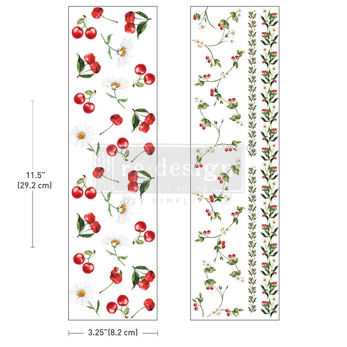 Redesign Luxe Transfers – "Daisy Cherry Delight" 8,2x29,2 xm 2 fogli